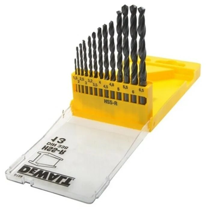 Сверла по металлу деволт. Набор сверл dewalt dt5912qz. набор сверл dewalt dt 5912. набор сверл dewalt dt5912-qz,13 шт.. набор сверл по металлу в пластиковой кассете 13 шт. (1,5-6,5 мм; hss-r) dewalt dt 5912.