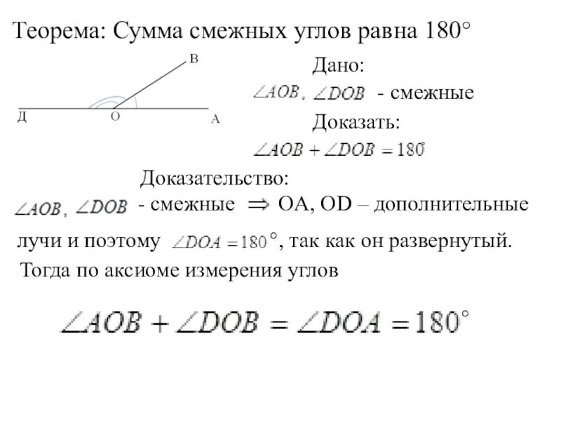 1 смежные углы свойство смежных углов. Теорема смежных углов 7 класс доказательство. Теорема о сумме смежных углов 7 класс. Теорема о смежных углах с доказательством. Доказать теорему о смежных углах.