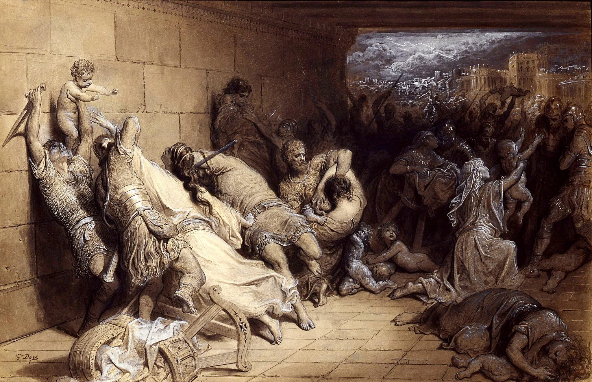Царь Ирод Великий избиение младенцев. Царь Ирод избиение младенцев. Поль Гюстав Доре (Paul Gustave Dore, 1832 — 1883) картины. Гюстав Доре избиение младенцев.