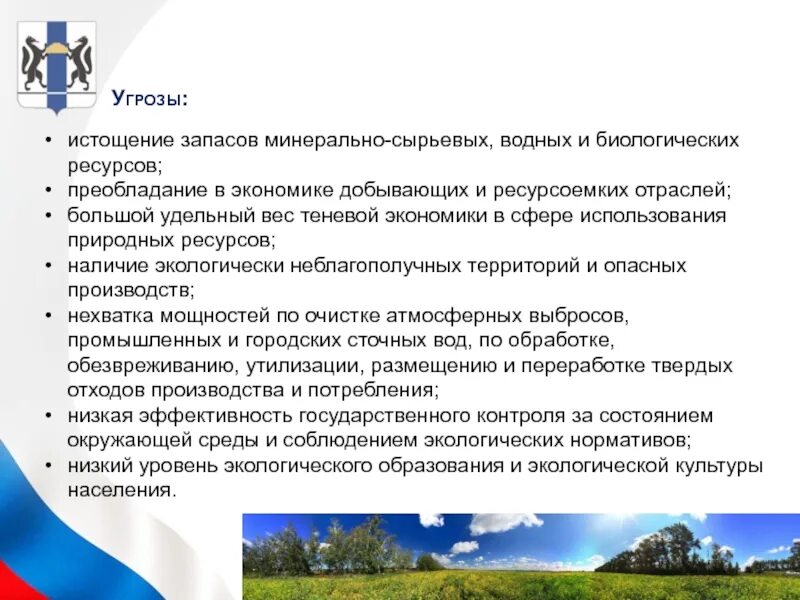 Государственный национальный доклад о состоянии. Минерально-сырьевая безопасность России. Угрозы национальной безопасности в сфере природопользования. Ресурсоемкие отрасли. Национальная стратегия экологического образования..