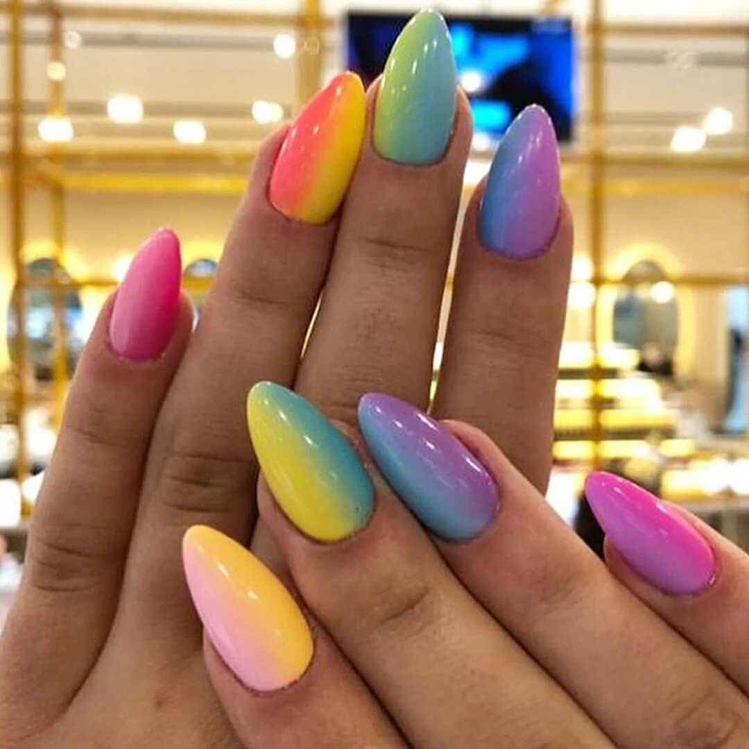 Миндаль разноцветные. Яркие разноцветные ногти. Миндаль разноцветные. Миндаль разноцветные. Миндаль разноцветные.
