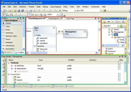 Диаграмма классов в visual studio