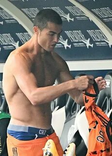 Cristiano Ronaldo shows off abs. 