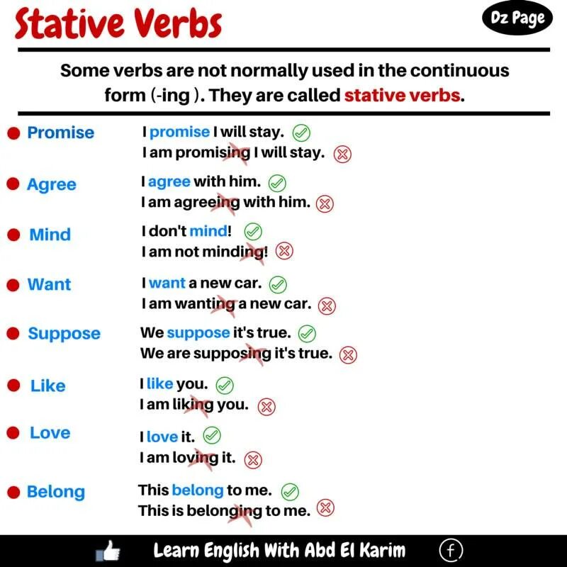 Non continuous verbs