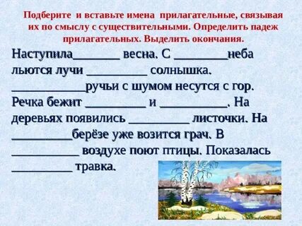 Падеж имени прилагательного весенний