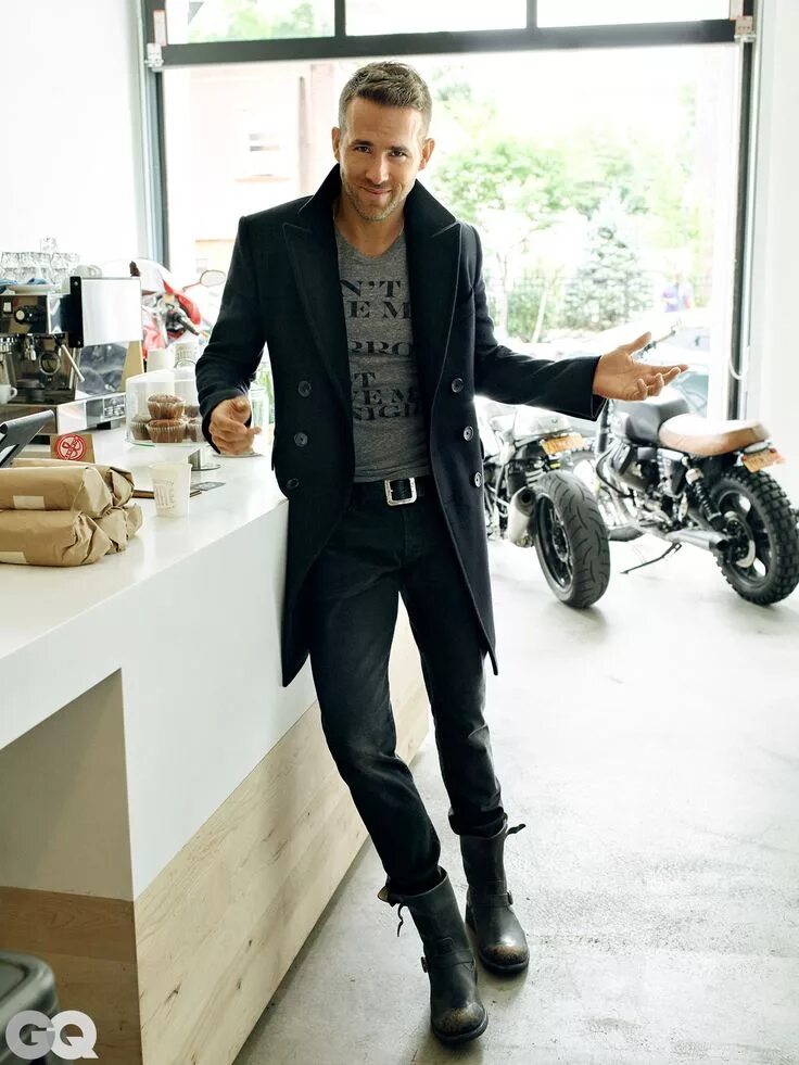 Guy with Swagger in black on black Leather jacket outfit men, Leather jacket men