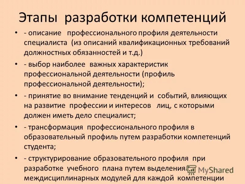 краткая характеристика профессиональной деятельности.
