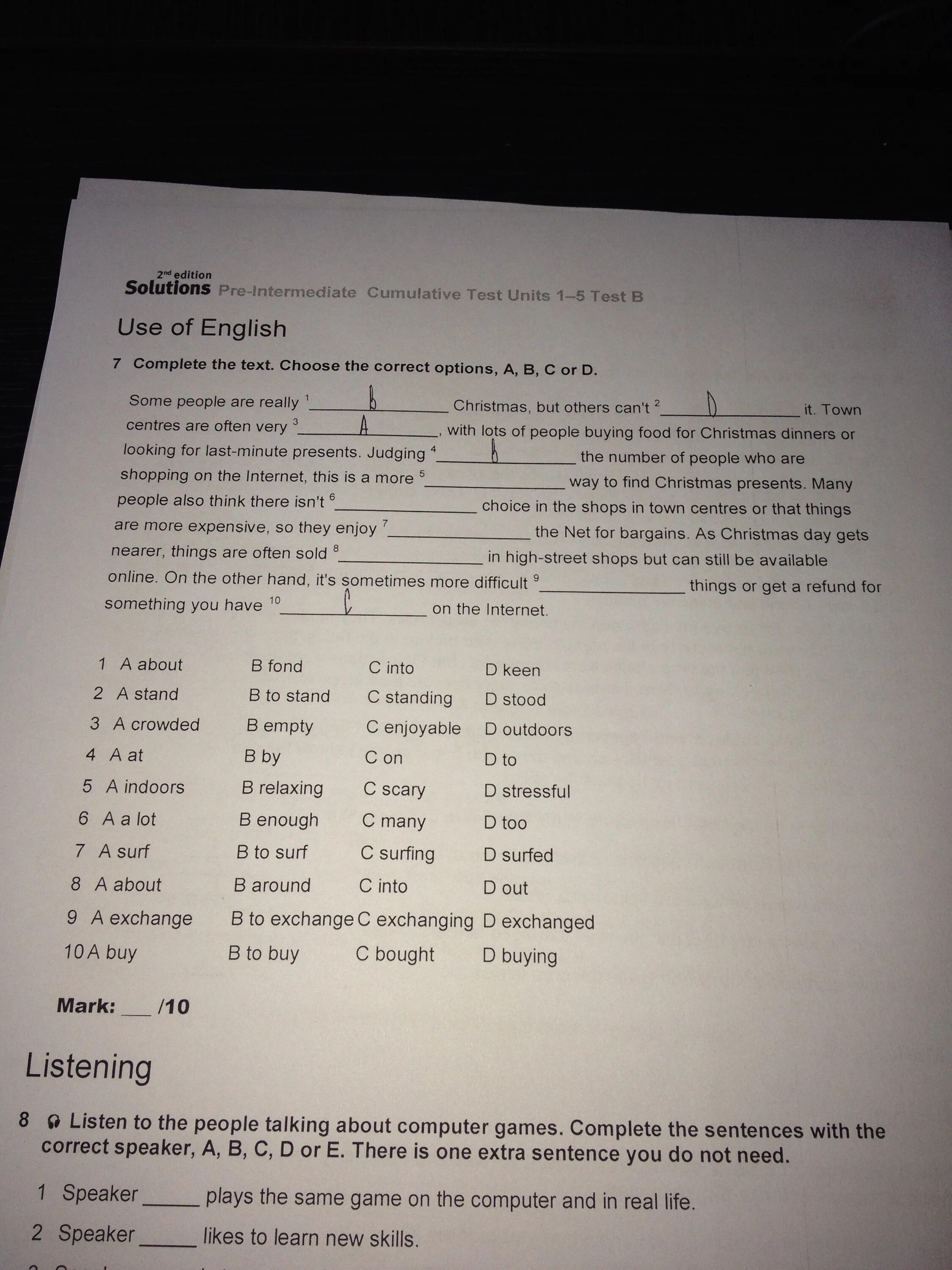Intermediate progress test 5. Intermediate progress test 5