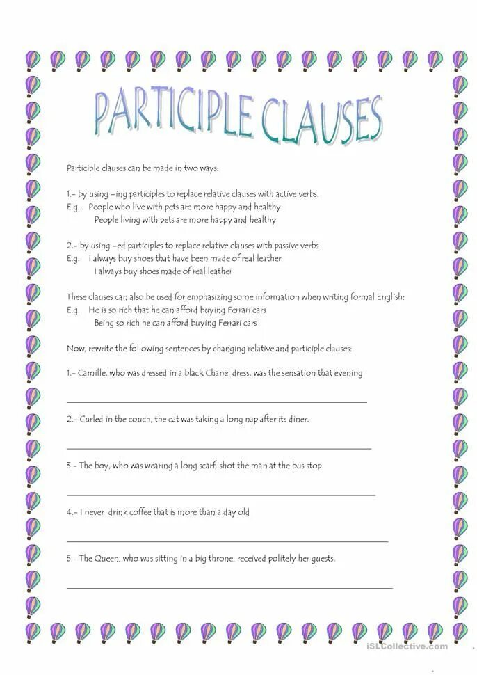 Participles worksheets. Причастия в английском worksheets. present participle clause в английском языке. participle clauses worksheet. participle упражнения.