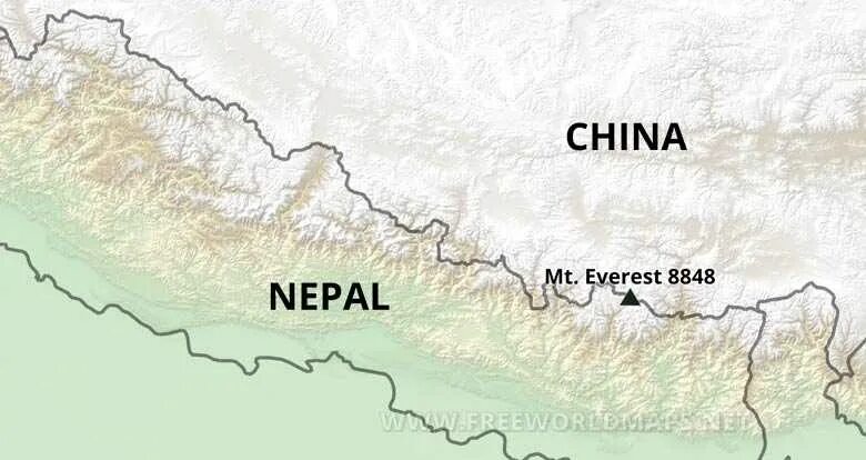 Где находится эверест в какой стране показать. Гора Эверест на карте. Непал Эверест на карте. Расположение горы Эверест.