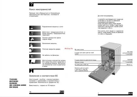 Инструкция посудомоечной beko