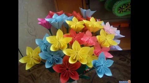 Букет цветов из бумаги для детей