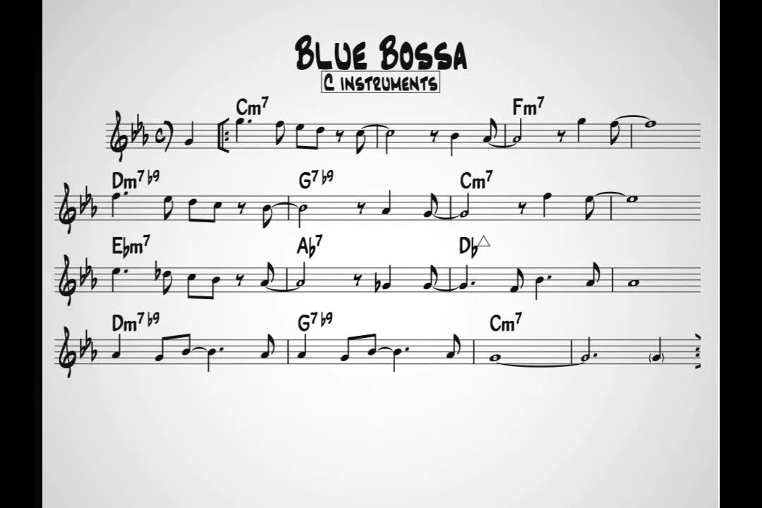 Blue bossa ноты для фортепиано. Блю босса ноты для гитары. Blue bossa. Donna lee notes bass clef. Blue bossa jazz standard.