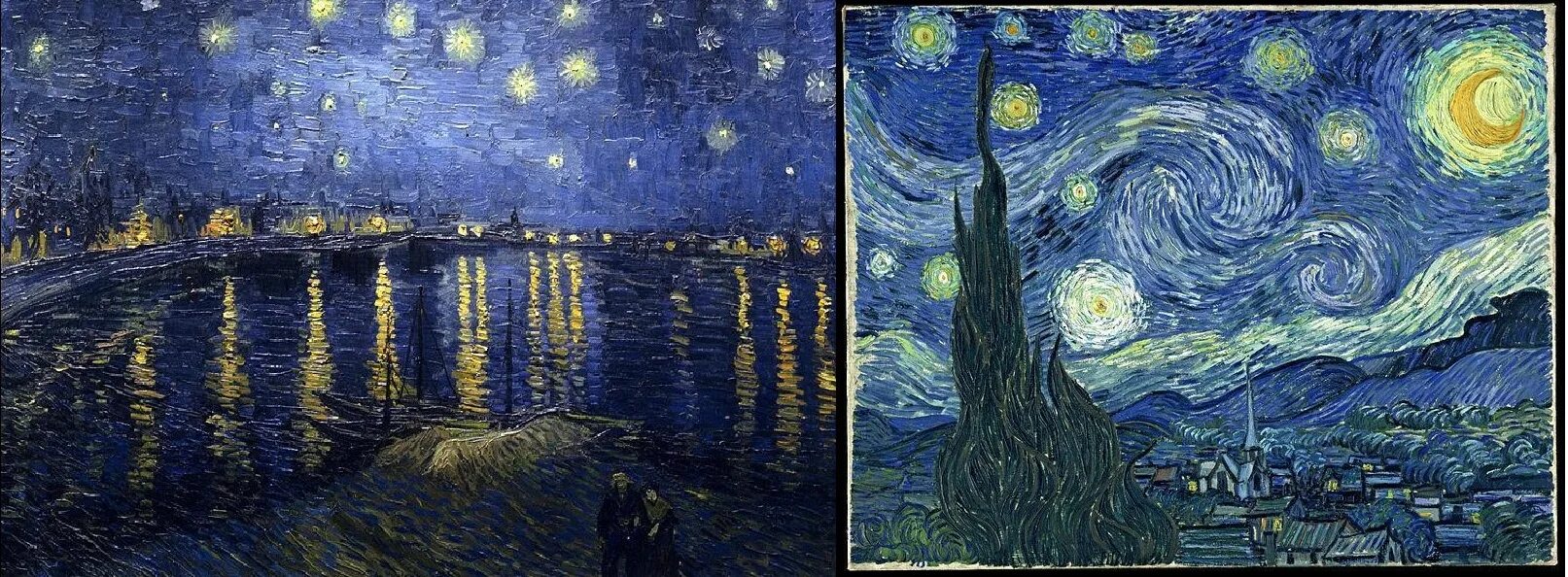 Ночь в монштаде счастливая случайность. Винсент Ван Гог Звёздная ночь 1889. Звёздная ночь над роной. Постимпрессионизм Ван Гог Звездная ночь. Звёздная ночь над роной Ван Гог картина.