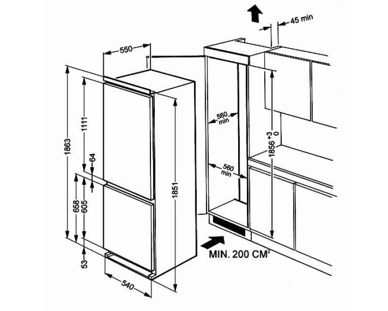 Встроенный холодильник монтажная схема. Встраиваемый холодильник Hyundai cc4033fv схема встраивания. Встраиваемый холодильник Grundig gkin25720 схема встраивания. Холодильник встроенный Bosch схема.