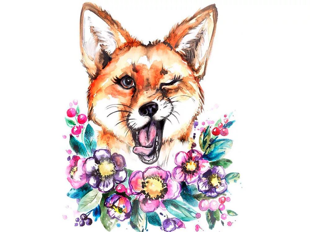 Flower foxes. Лиса рисунок. Лиса с венком. Лиса в цветах. Разноцветные лисы.