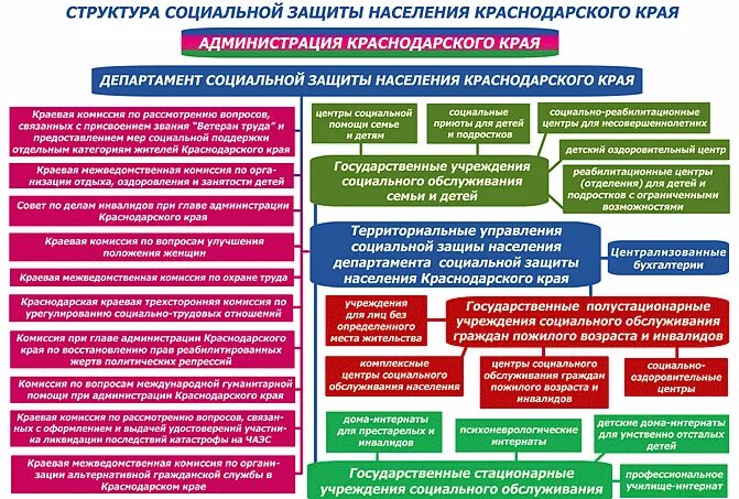 Государственное социальное учреждение сайт. Структура органов социальной защиты населения Краснодарского края. Структура Министерства социальной защиты населения РФ. Схема государственных органов социальной защиты населения РФ. Структура Министерства труда и социальной защиты населения РФ схема.