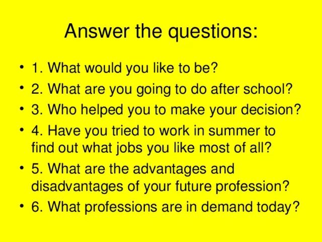 Getting ready for the future проект. Questions about Professions and jobs. Презентация job Profession. Professions discussions. Speaking about Professions.