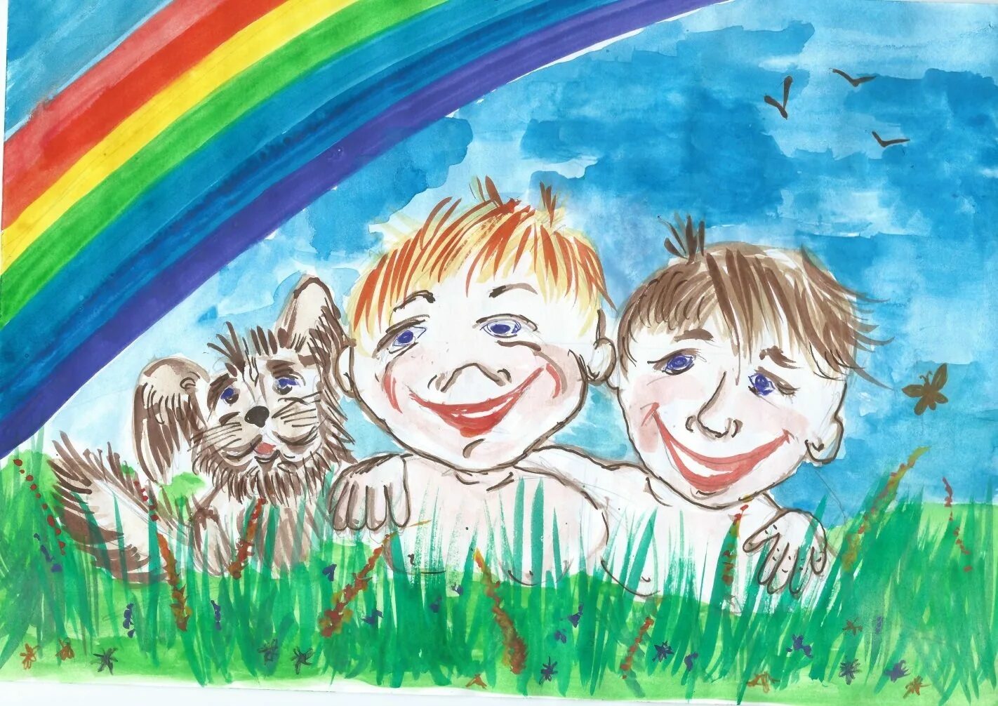 Рисунок на тему Дружба. Детский рисунок. Рисование для детей на тему Дружба. Детские рисунки на тему Дружба детей. Нарисовать добрый рисунок