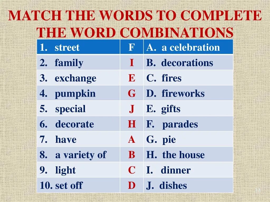 Match the Words to complete the Word combinations. Match the Words to complete the Word combinations Street. Match the Words to complete the Word combinations Street Parades. Match the Words to complete the Word combinations: с ответами. Use the word combinations to complete