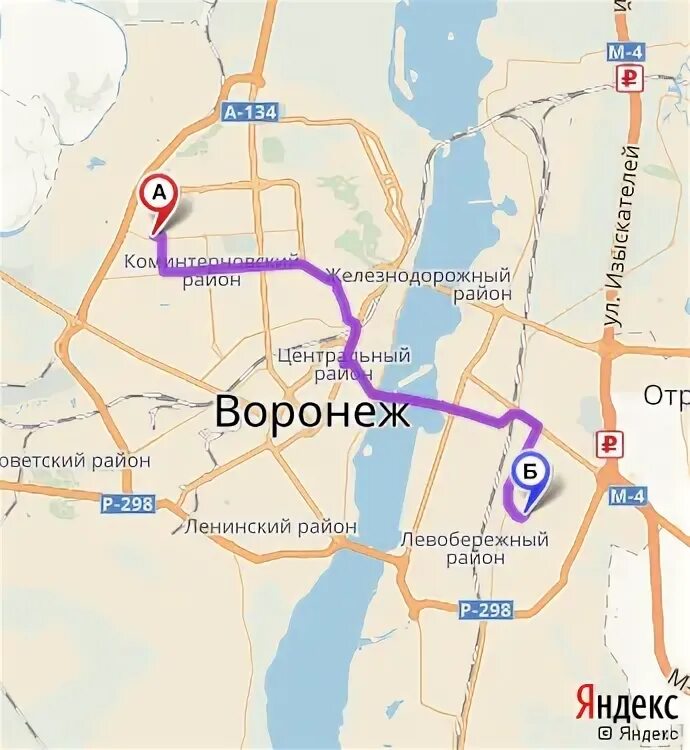 Воронеж левый берег карта