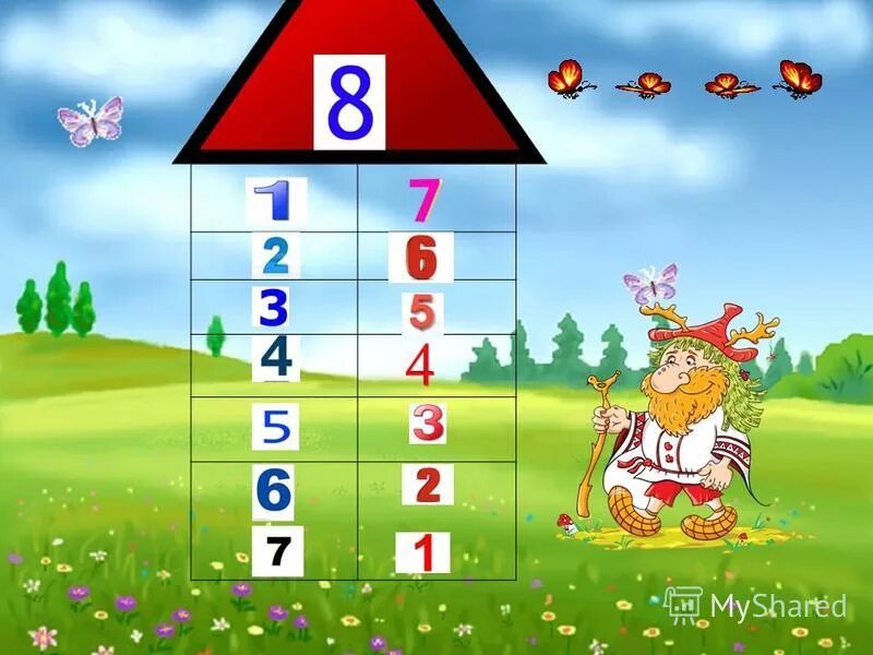 Числовые домики. Число 8 состав числа. Домики с цифрами. Состав числа 8 домики. Дом числа 8.