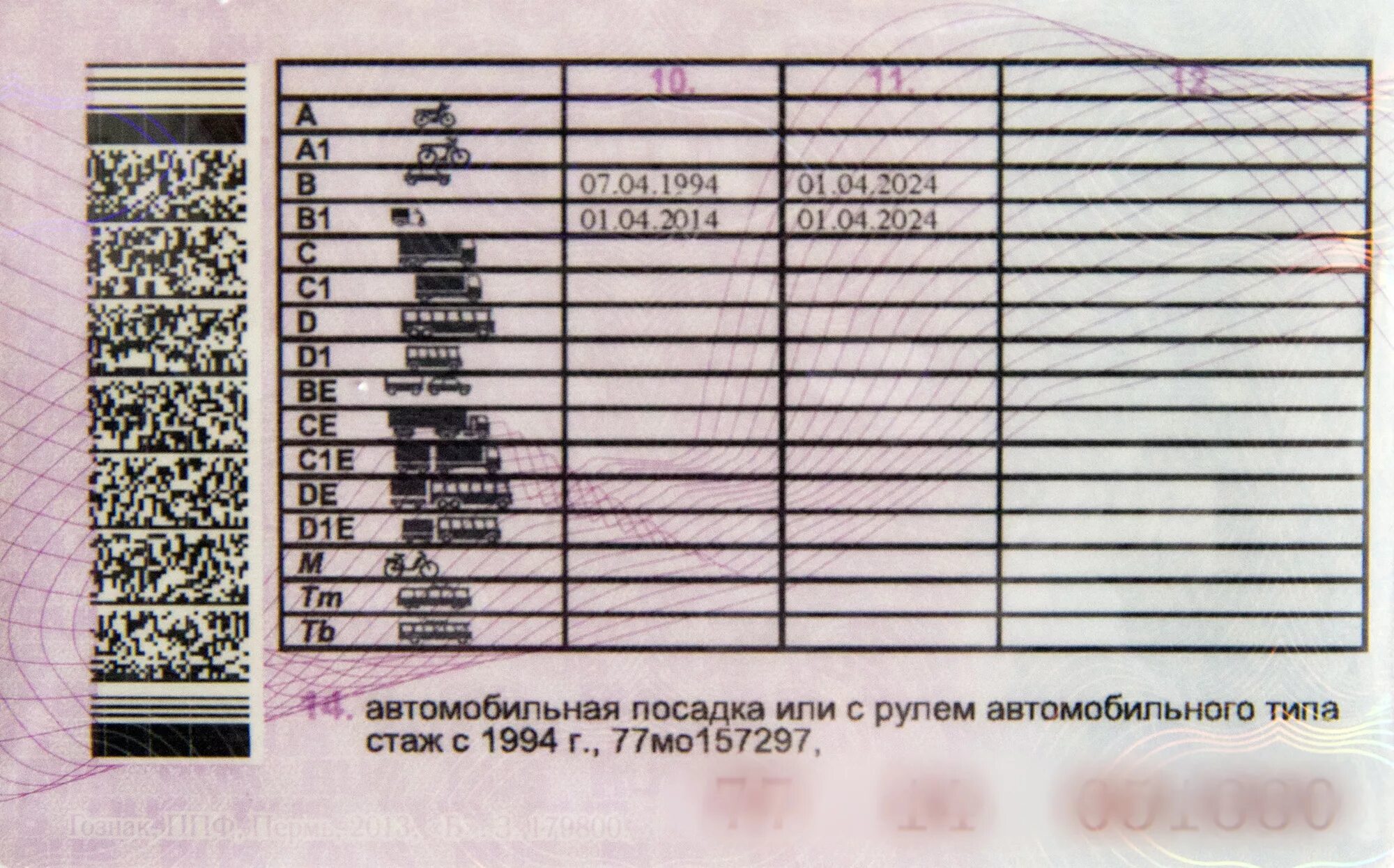 Понижен в правах. Обратная сторона водительских прав.