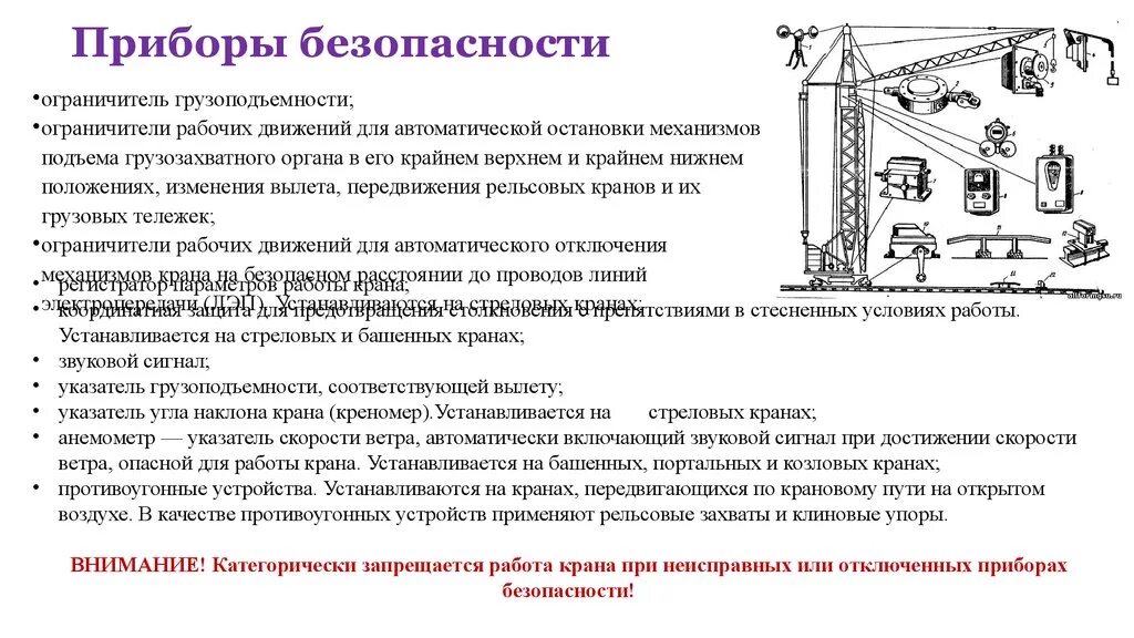 Стреловые самоходные краны приборы безопасности. Приборы безопасности пневмоколёсного крана. Приборы и устройства безопасности мостовых кранов. Приборы безопасности крана стрелового крана.