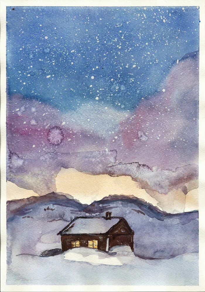 Как нарисовать зимнее небо. Зимний пейзаж гуашью. Ночные горы живопись. Зимнее небо гуашью. Красивые зимние пейзажи гуашью.