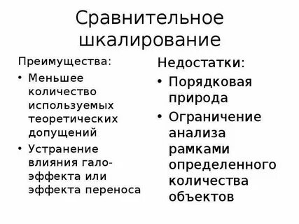 Метод сравнения достоинства и недостатки