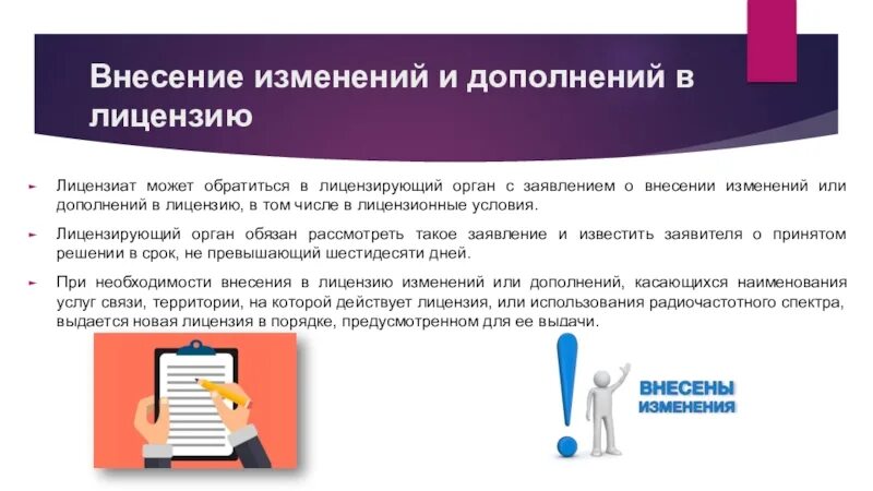 Внесение изменений после выпуска. Внесение изменений в лицензию. О внесении изменений и дополнений. Изменения и дополнения. С изменениями и дополнениями внесенными.