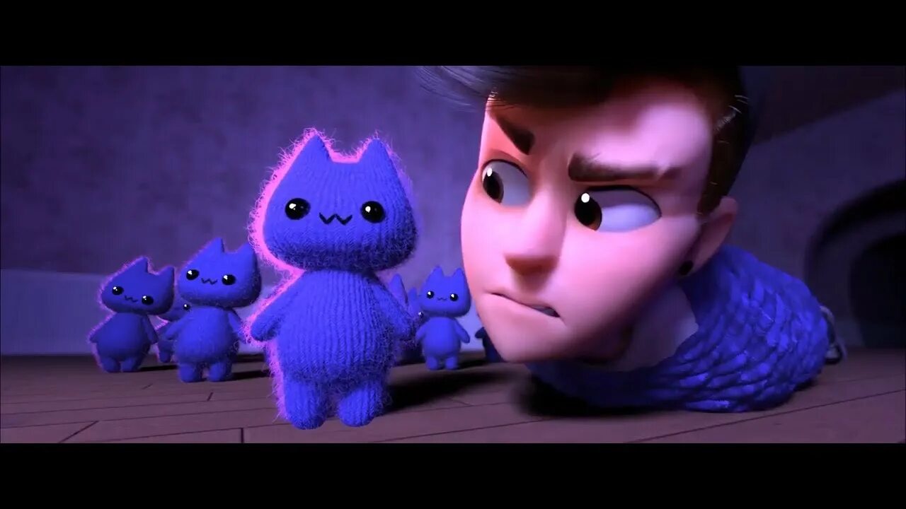 Фиолетовый котик из мультфильма вязалки.