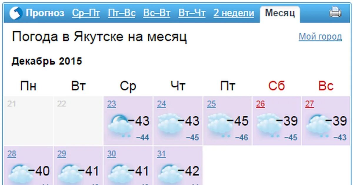 Точный прогноз якутск на 10 дней