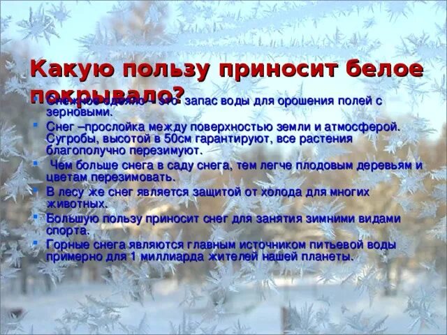 Снежок значение. Какую пользу приносит снег. Польза снега. Почему снег белый презентация. Какую пользу приносит.