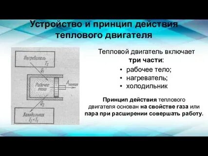 Принцип действия тепловых двигателей кпд