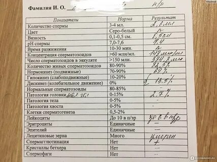 Перед спермограммой