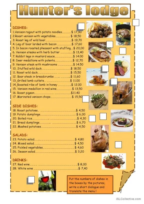 The menu lists