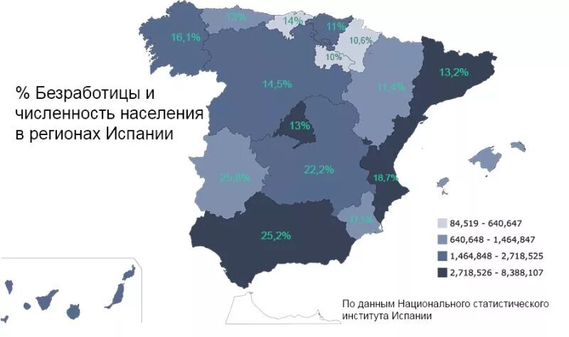 Плотность населения испании. Плотность населения испании