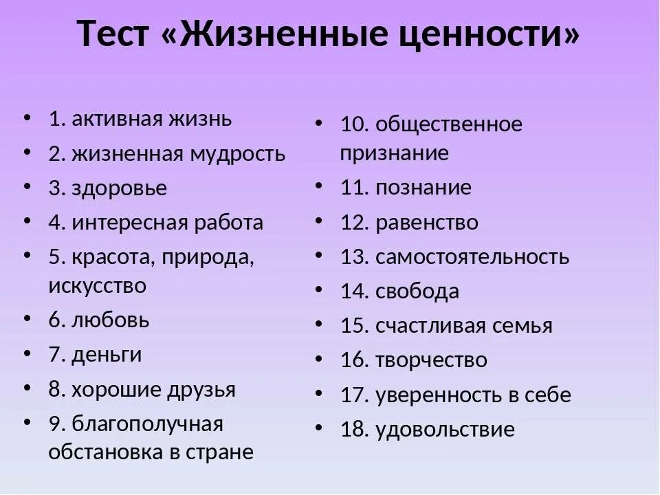 5 качеств ценностей