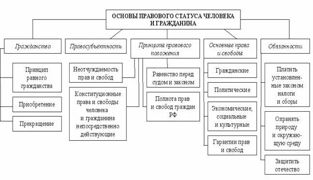 Конституционно-правовой статус личности в РФ схема. Конституционно правовой статус личности схема. Основы правового статуса. Основы конституционного правового статуса человека.