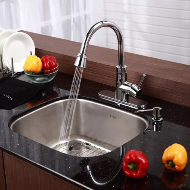 Кран в столешницу. Раковина kitchen sink кухонная. интегрированная кухонная мойка kraus kbu-11 52.7х45.1см нержавеющая сталь. мойка sus304 кухонная мойка с краном. а54001-1 смеситель кухняраковина нержавейка.