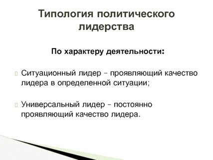 Лидерство по характеру деятельности