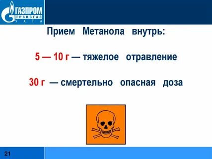 Метанол внутрь