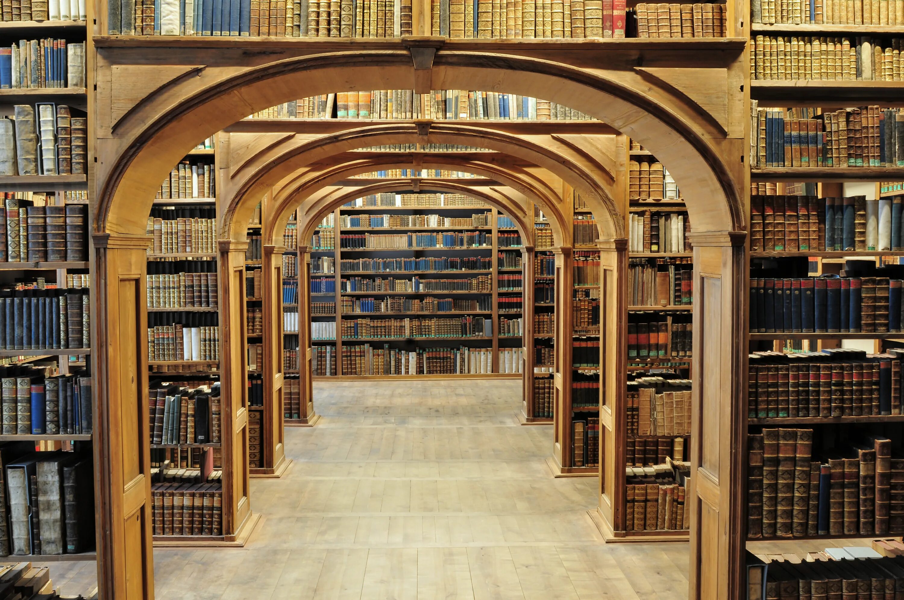 Библиотека без слов. Библиотека Тринити-колледжа в Дублине. Библиотека науки, Герлиц, Германия. Полки для книг. Книжные полки в библиотеке.