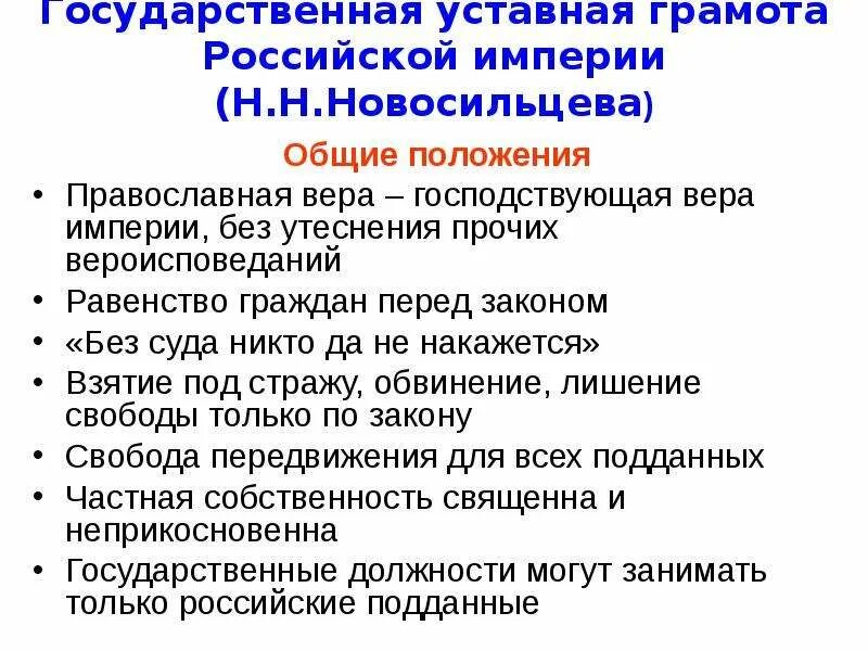 Разработка проекта уставной грамоты Создание уставной грамоты российской империи