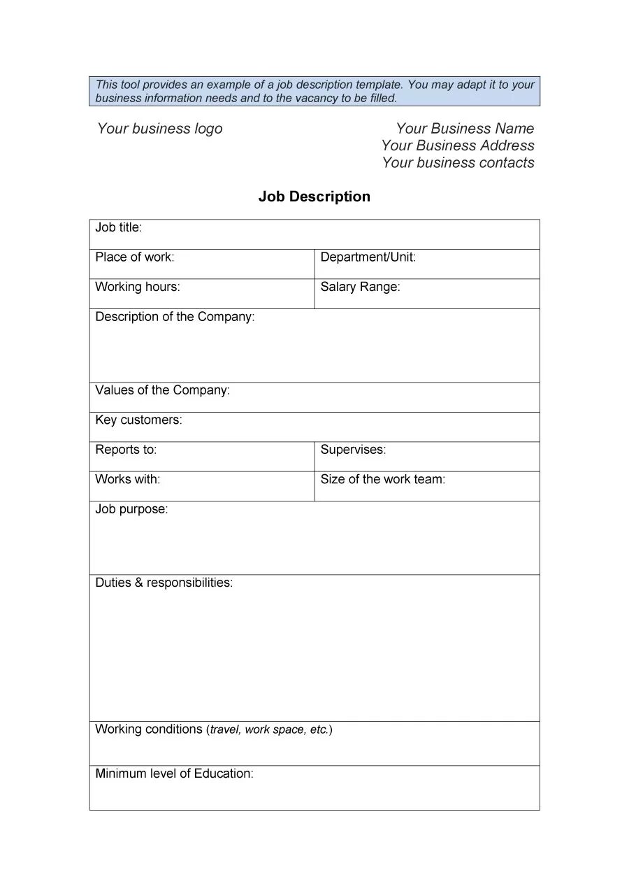 Description template. Job description template. Class jobs шаблон. Job description example. Job description template.