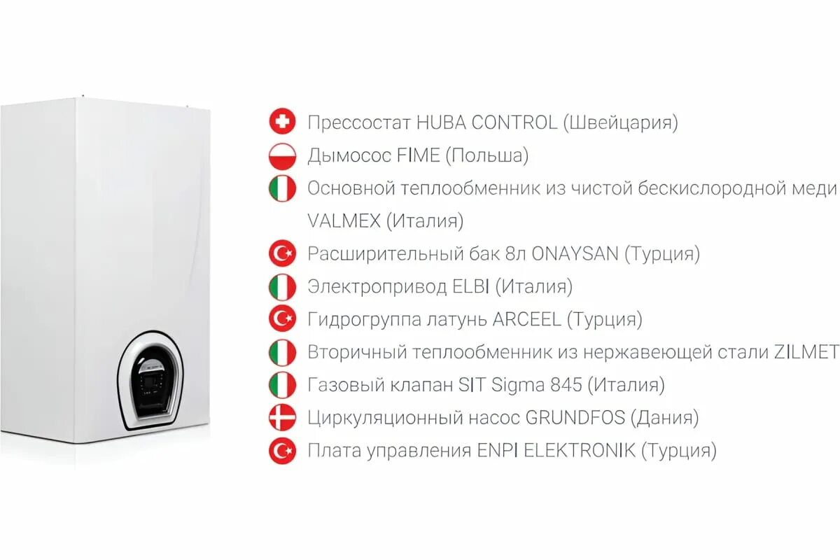 Газовый котел настенный 1-контурный Federica Bugatti VARME 32B с ЖК дисплеем куп