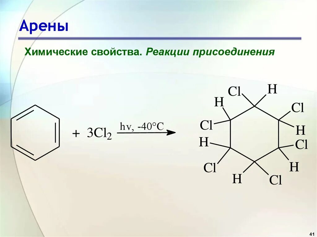 Реакция присоединения аренов формула. Химические свойства аренов реакции присоединения. Химические свойства аренов присоединение. Реакция присоединения аренов. Типы реакций арен