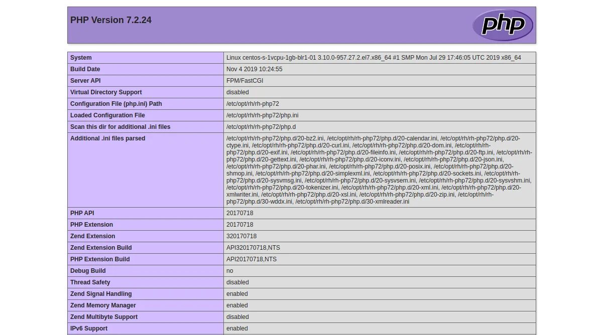 Phpinfo. Версии php. Php 8 курс. Centos Apache php-FPM. Php 7.4 fpm