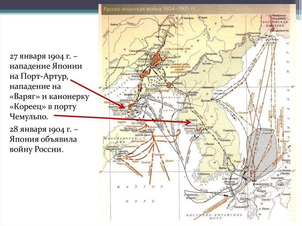 Сражение относящиеся к русско японской войне. Карта русско-японской войны 1904-1905 года.